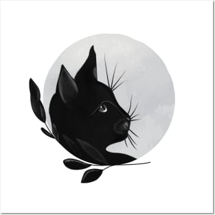 Black Cat - Moon Cat Posters and Art